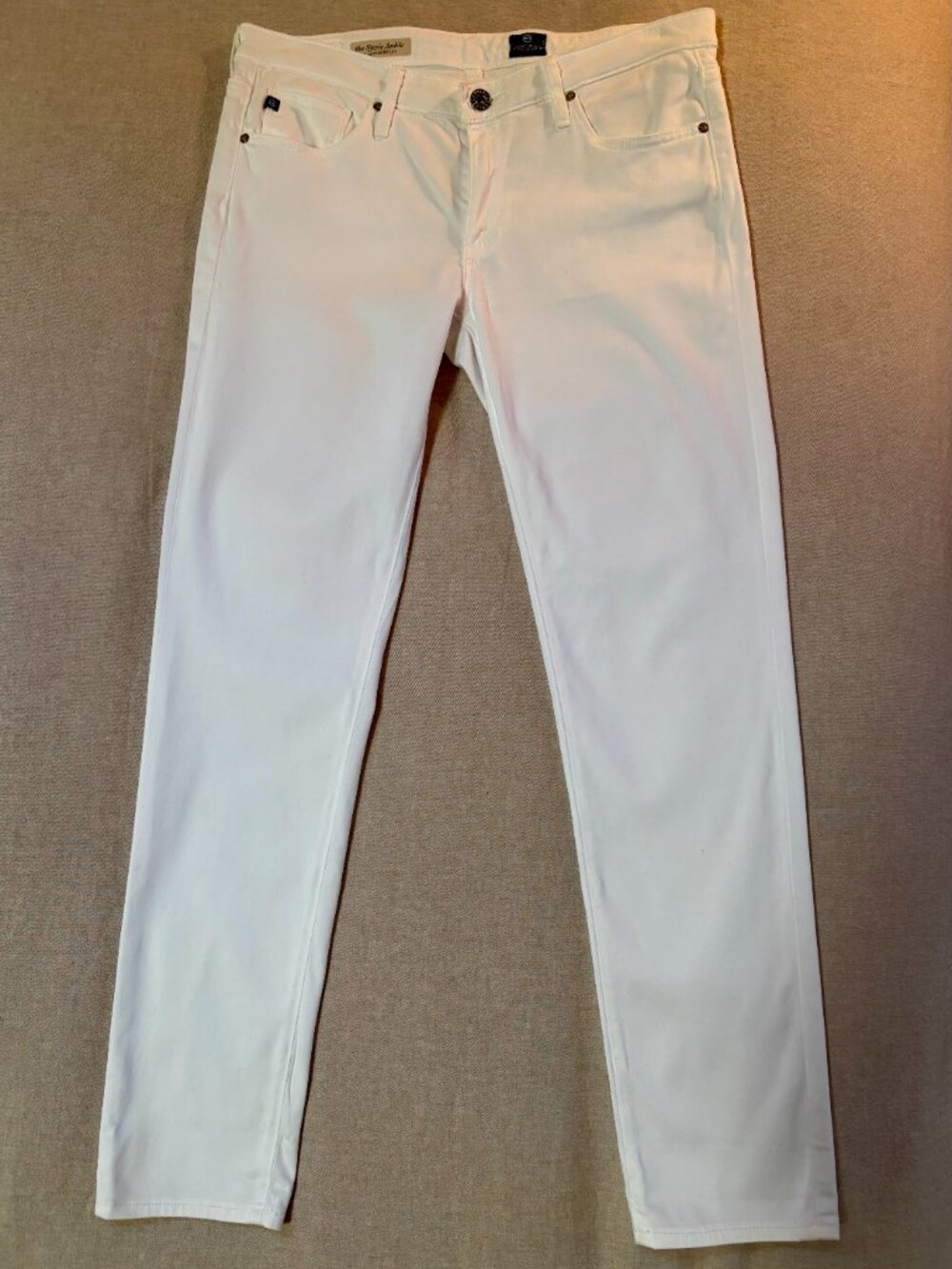 AG Adriano Goldschmied Stevie Ankle Slim Straight White Jeans 29R